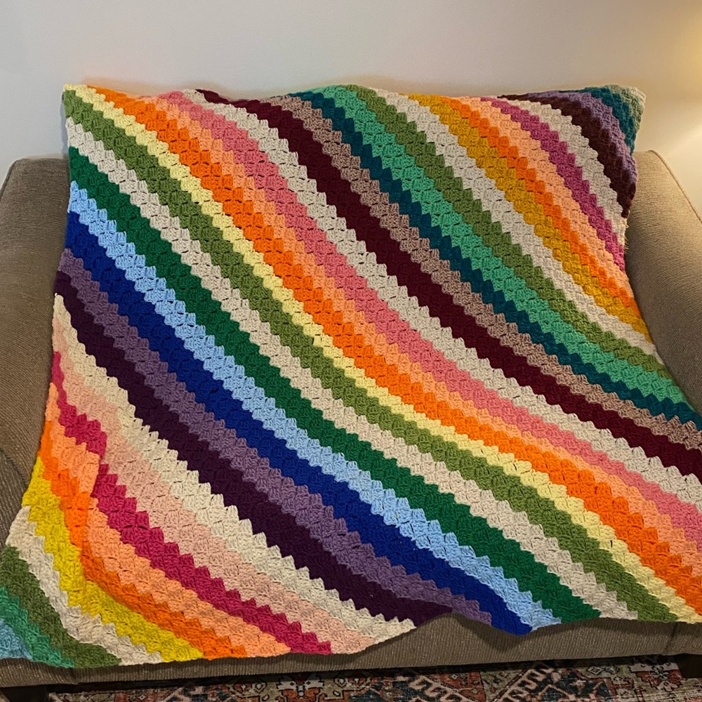 Rainbow Handmade Crochet Blanket